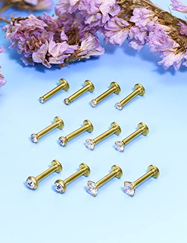 14G Lip Rings Stainless Steel Tragus Helix Conch Piercing Jewelry Snake Bite Piercing Monroe Lip Rings Labret Medusa Cartilage Lobe Earrings Piercing Jewelry Cubic Zirconia 2MM 3MM 4MM - color: 8MM-Gold,2mm/3mm/4mm