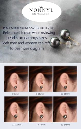Gifts for Wife Anniversary 18K Gold Pearl Stud Earrings for Women- Genuine Handpicked Nature Tahitian Black Pearls Earring- Birthday Christmas Mothers Day Valentine's Jewelry Gifts - color: 18K Yellow Gold