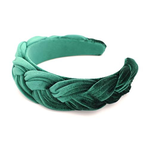 Green Headbands for Women Braided Headbands Velvet Padded Hairbands Cute Hair Accessories for Women Girl - color: Green
