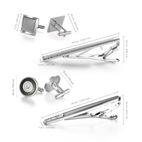 wynameleri Cufflink and Tie Clip Set for Men, 12 PCS Necktie Bars and Cuff Links Formal Business Dress Shirts Buttons Case Packed - color: B0408040