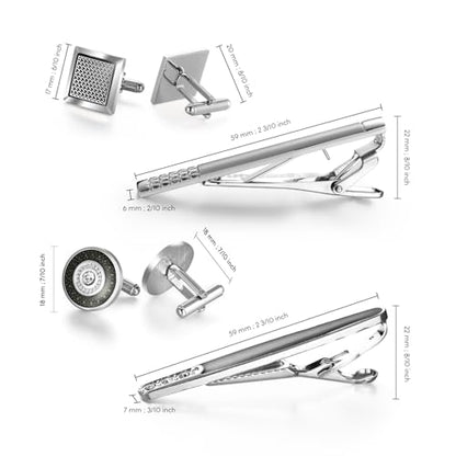 wynameleri Cufflink and Tie Clip Set for Men, 12 PCS Necktie Bars and Cuff Links Formal Business Dress Shirts Buttons Case Packed - color: B0408040