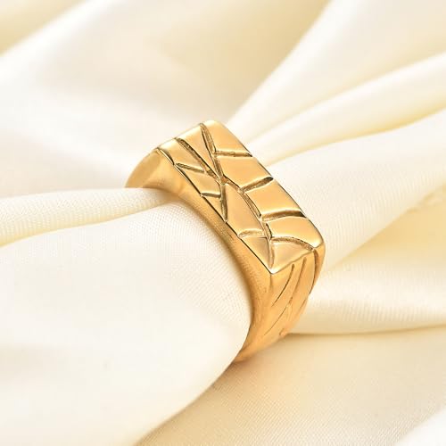 PCY Stainless Steel Gold Plated Men Women Band Ring - color: 8mm Gold FX