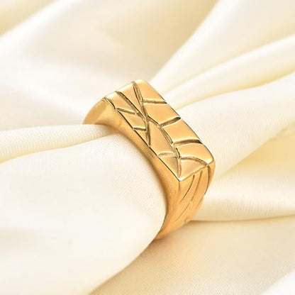 PCY Stainless Steel Gold Plated Men Women Band Ring - color: 8mm Gold FX