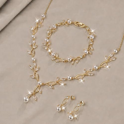 Zeffy Pearl Necklace 4MM/6MM/8MM Dainty Round Imitation Pearl Choker Necklace Wedding Pearl Necklace Delicate Jewelry for Women Simple Bridesmaid Jewelry Gifts - style: Wedding Pearl Necklace+Bracelet+Earrings