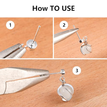 925 Sterling Silver Earrings Making Flat Studs Posts with Loop Ear Backs | Hypoallergenic 3/4/5mm Ball/Flat Stud Post Replace Butterfly Ear Backs for Dangle Charm Pendant Earring Jewelry Making Set - color: Flat_Silver