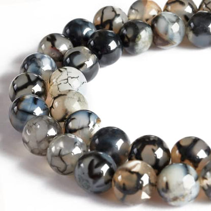 100pcs 8mm White Dragon Vein Agate Beads Natural Gemstone Beads Round Loose Beads for Crafting and Jewelry Making - color: White Dragon Vein Agate, size: 8mm