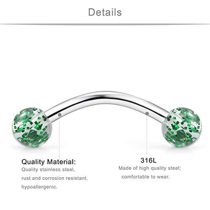 SCERRING 30PCS 16G Eyebrow Rings Tragus Helix Rook Daith Earrings Lip Ring Barbell Body Piercing Jewelry Retainer 6mm 8mm 10mm - style: 30PCS - 10mm