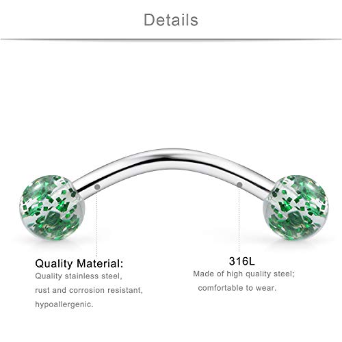 SCERRING 30PCS 16G Eyebrow Rings Tragus Helix Rook Daith Earrings Lip Ring Barbell Body Piercing Jewelry Retainer 6mm 8mm 10mm - style: 30PCS - 6mm