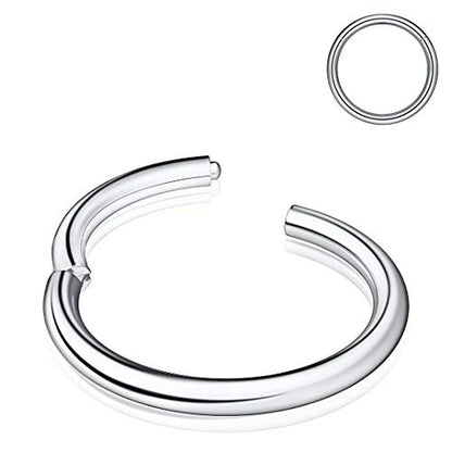Nose Rings Hoop, 316L Surgical Steel 20G 18G 16G 14G Hypoallergenic Nose Rings Septum Cartilage Hoop Earring Conch Piercing Jewelry for Women, Diameter 5mm to 14mm, Gold, Rose Gold, Silver, Black - style: 1pcs, Silver, 16g, Diameter: 8mm