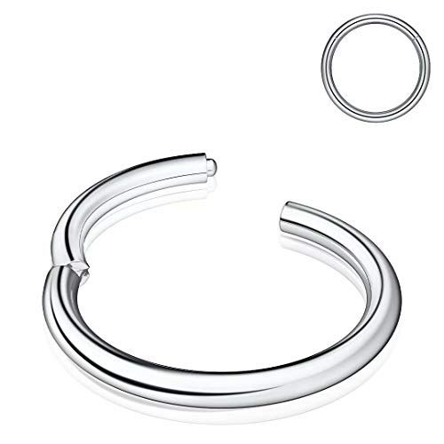 Nose Rings Hoop, 316L Surgical Steel 20G 18G 16G 14G Hypoallergenic Nose Rings Septum Cartilage Hoop Earring Conch Piercing Jewelry for Women, Diameter 5mm to 14mm, Gold, Rose Gold, Silver, Black - style: 1pcs, Silver, 16g, Diameter: 8mm