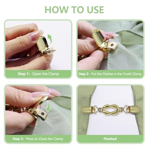 ROPAKED 3 Pcs Sweater Clips Cinch Clips Vintage Dress Clip Back Cinch Shawl Cardigan Collar Clip to Tighten Dress Pant Waist Tightener for Women