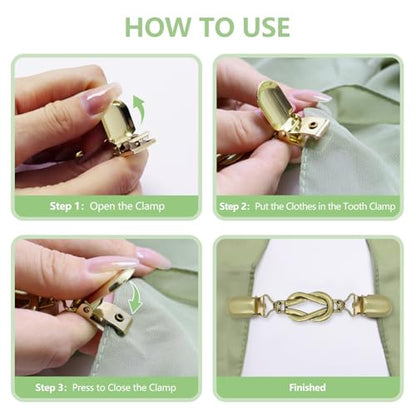 ROPAKED 3 Pcs Sweater Clips Cinch Clips Vintage Dress Clip Back Cinch Shawl Cardigan Collar Clip to Tighten Dress Pant Waist Tightener for Women