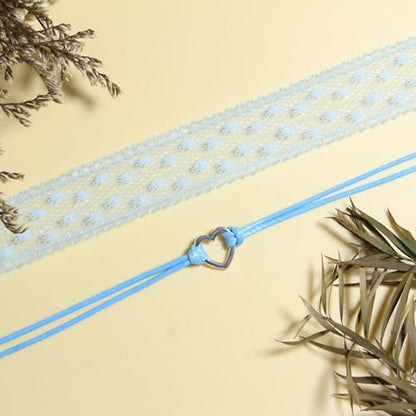 Nova&Aria Chokers Set For Women Heart Choker Necklaces Flower Pendant Velvet Cute Pink Turquoise Blue White Black Choker Necklace Christmas Colorful Lace Chokers - color: Blue