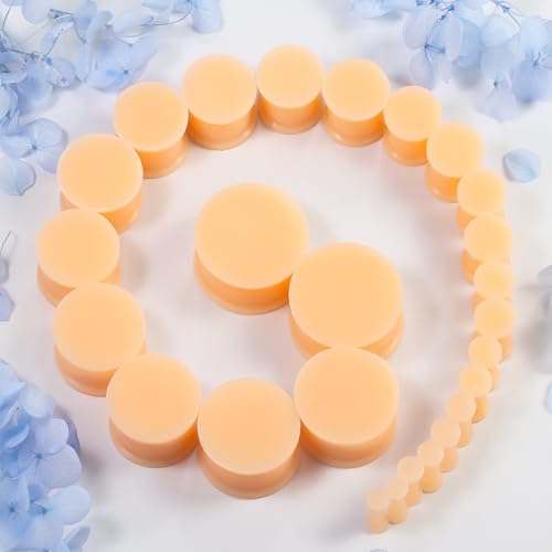 8G-25mm Black Soft Solid Silicone Ear Gauges Stretching Kit Double Flared Plugs Tunnels Expanders Stretcher Saddle Earrings Piercing Jewelry for Men Women Black White Flesh Skin Tone - color: Flesh Skin Tone 8G-25mm
