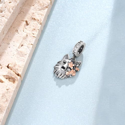 Wolf Charms 925 Sterling Silver Wolf Beads Animal Wolf Jewelry Gifts for Women