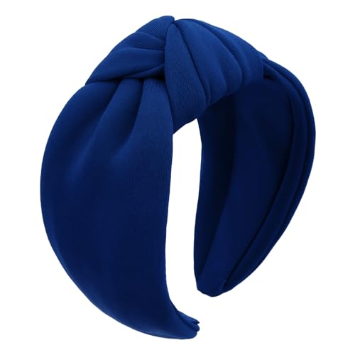 YISSION Royal Blue Knotted Headband Wide Headbands for Women Non Slip Head Band Fashion Top Knot Hairband Hair Accessories for Women Girls - color: Royal Blue