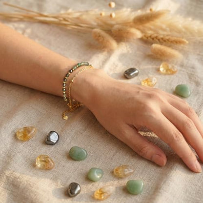 Farfume Crystal Beaded Bracelets for Women 4mm Natural Stone Jewelry Gifts | Natural Beads Gemstone,Handmade,Helper Tool,Yoga Protection,Hypoallergenic,Durability Wear - color: Money Success-Abundance & Prosperity