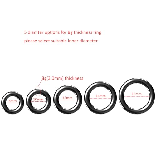 4G/6G/8G/10G/12G/14G/16G/18G/20G Hypoallergenic Nose Hoop Rings Steel Hinged Clicker Segment Gold/Rose Gold/Black/Pink Color - style: 1pc: 8g×10mm Black