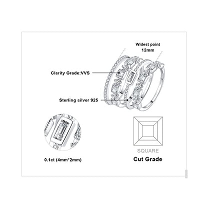 JewelryPalace Princess Emerald Cut CZ Stackable Wedding Ring Eternity Bands for Women, Cubic Zirconia 925 Sterling Silver 14k Yellow Rose Gold Plated Promise Ring for Her, 4pc Anniversary Ring Sets - color: E-4Pcs-Yellow Gold Plated