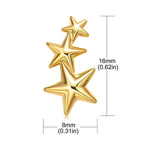 Gold Star and Sunburst Stud Earrings - AllenCOCO Ear Climbers Earrings for Women, 14K Gold Plated, 925 Silver Post Hypoallergenic - color: Star Earring