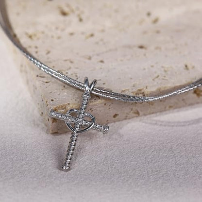 Handmade in Italy Necklace S925 Silver Twist Choker-Necklaces Minimalist Coil Craft Jewelry Mother's Day Christmas Gift for Women - color: 01