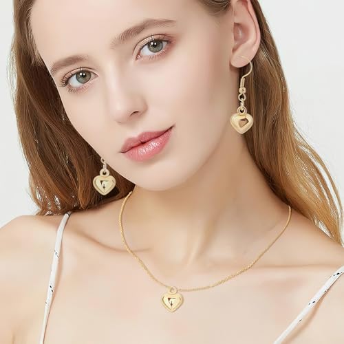 MARFOREVER 40 Pcs 18K Gold Heart Charms for Jewelry Making Valentines Charm | 3D Love Heart Shape Dangle Pendants Charms, Mother's Day Valentine's Gifts, Bracelet Necklace Earrings Making DIY Crafts - style: Gold Heart