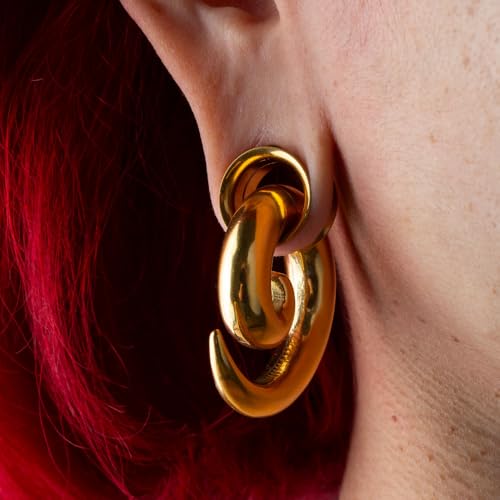 Pierced Owl - Gold Plated Stainless Steel Double Flared Tunnel Plug Earrings, Sold as a Pair - style: 19mm (3/4")