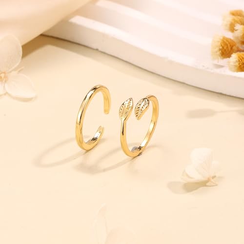 SONNYX 14K Gold Silver Toe Ring for Women | Non Tarnish Adjustable Simple Open Band Toe Rings Summer Beach Foot Jewelry for Women - color: Gold 1
