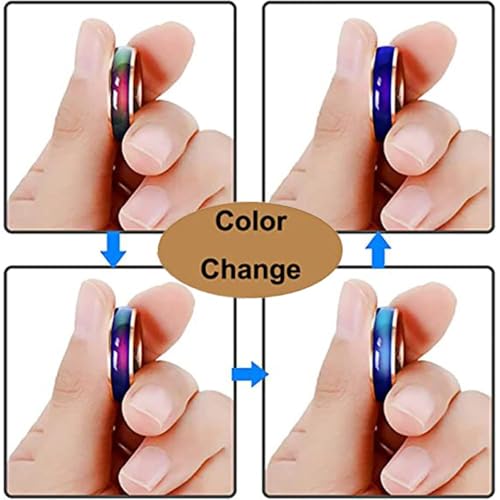 4pcs Stainless Steel Temperature Responsive Color Changing Rings for Men Women Mood Ring Fashion Forward and Innovative