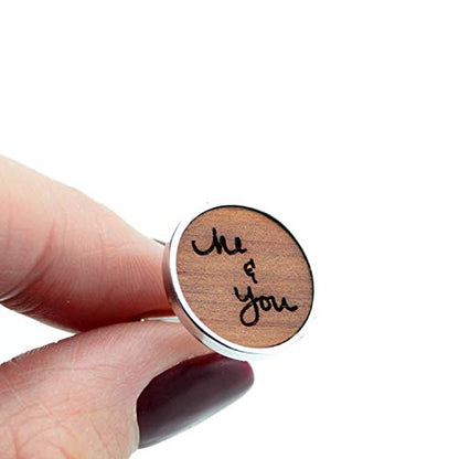 Personalized Wooden Cufflinks with Actual Handwriting or Monogram, Custom Gift for Him, Choice of 6 Natural Wood Veneers, 5th Anniversary Gift