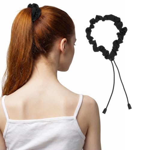8Pcs Adjustable Length Satin Hair Ties Black Elastic Satin Hair Ties | Scrunchies, Anti-Slip Ponytail Band, Large Curly Ponytail Holder, for Women, Girls, Thick Curly Tress, Afro Puffs