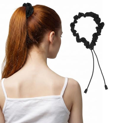 8Pcs Adjustable Length Satin Hair Ties Black Elastic Satin Hair Ties | Scrunchies, Anti-Slip Ponytail Band, Large Curly Ponytail Holder, for Women, Girls, Thick Curly Tress, Afro Puffs