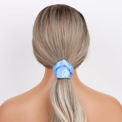 16 Pacs Satin Scrunchies Bridesmaid Proposal Gifts Hair Ties Scrunchies for Women Girls Bachelorette Party Favors (light blue) - color: light blue