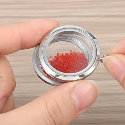 Locket Necklace, 4 Packs Stainless Steel 30mm/1.18" Diameter Glass Locket Pendant Charm, DIY Round Locket, Suitable for Women Friendship Memory Necklace