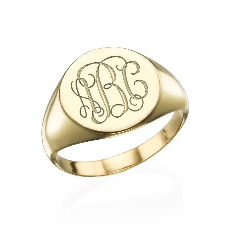 Custom Monogram Ring Personalized Initial Ring Women Men Christmas Valentine Birthday Gift - Gold Silver Rose Gold - color: Monogram Ring 3