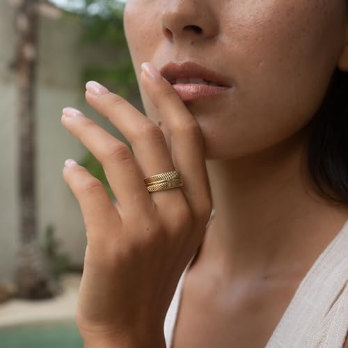 Made by Nami Stainless Steel Gold Adjustable Rings for Women Stackable Chunky Gold Rings for Women - color: Boho