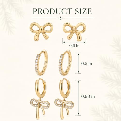 Bow Earrings Red Earrings for Women Dangle Cute Earrings Red Stuff Jewelry Outfits Accessories Gifts for Girls - color: C3:gold bow earrings set