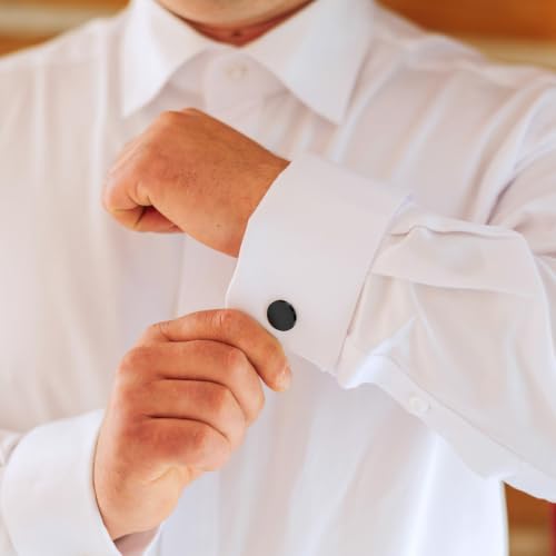 3Pcs Gold Tie Clip and Cufflink Set for Men - color: Black