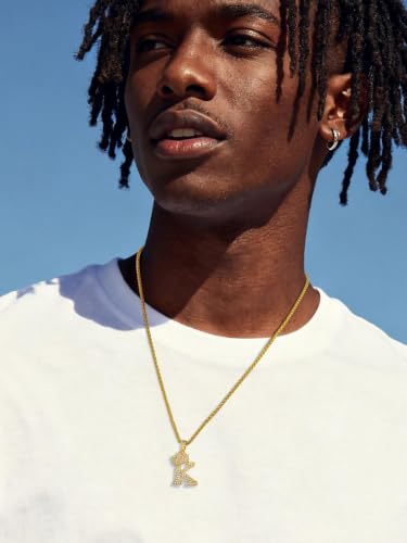 U7 Crown Initial Necklace Men Women, Bling Diamond A-Z 0-9 Letter Pendant with Wheat Chain, Silver/Black/Gold Plated CZ Alphabet Number Hip Hop Jersery for Father Husband - color: a. Gold, size: 11. K