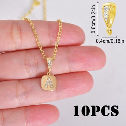 stino 10PCs Small Pendant Bail Clasps for Jewelry (14K Gold Plated) | 10 Pack, Jewelry Connectors, Necklace Bails ,Secure, Jewelry Making - color: 14K Gold Plated
