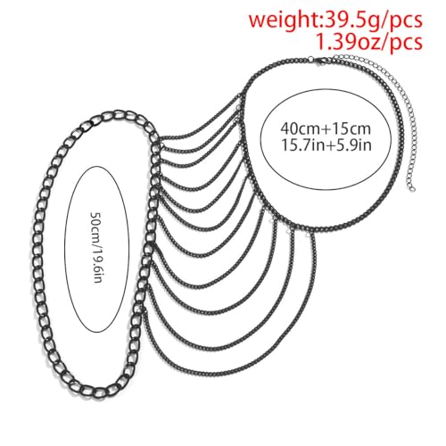 Bethynas Gothic Black Shoulder Chain Necklace Punk Layered Tassel Body Chain Sexy Bra Bikini Cape Wrap Accessories for Women