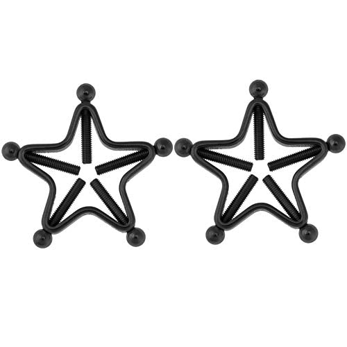 1 Pair Adults Non-Piercings Nipple Shield Adjustable Body Piercing Geometric Stars Nipple Clamp Ring Body Jewelry - color: #1 Black