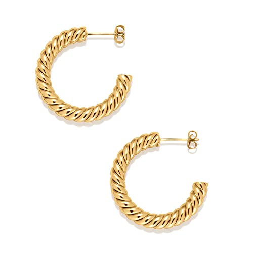 Amazon Essentials Sterling Silver Twisted Rope Hoop - color: Yellow Gold, size: 30 mm