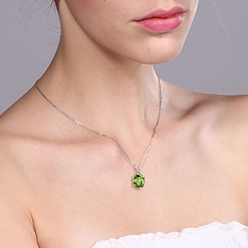 Gem Stone King 9X7MM Oval Gemstone Birthstone Solitaire Pendant Necklace For Women | 925 Sterling Silver | Fine Jewelry Gift for Her Mom Women Wife | With 18 Inch Silver Chain