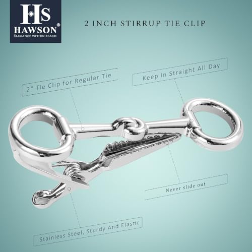 HAWSON Various Tie Clips for Men Unique, Funny Novelty Mens Tie Bar, Personalized Tie Pins for Men, Theme Wedding Party Gifts - style: Stirrup