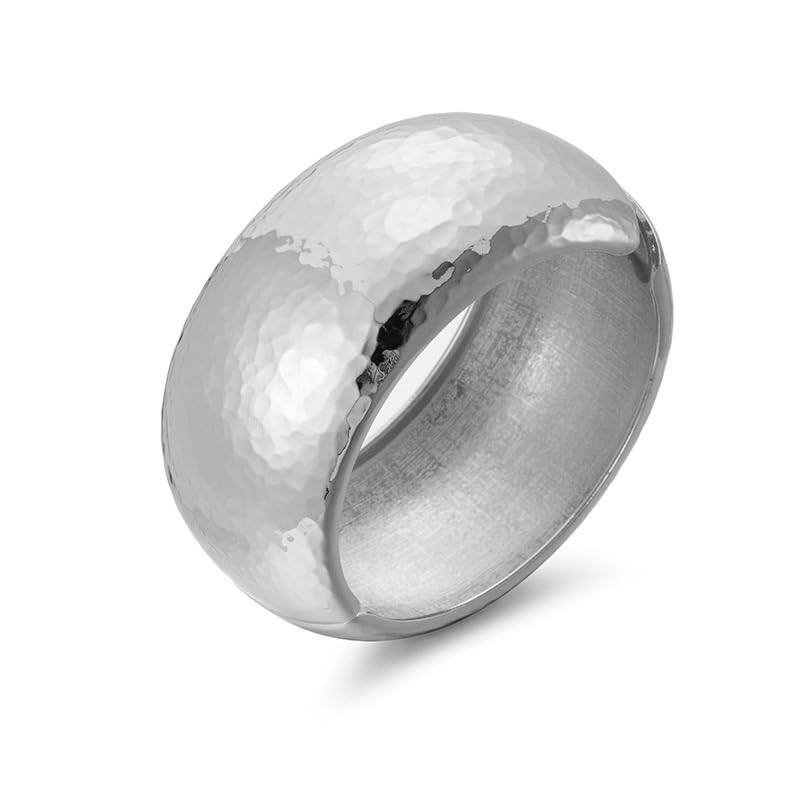 Hammered Wide Chunky Bangle Bracelets for Women Dainty Minimalist Cuff Wrist Open Bangles Statement Unique Exaggerate Trendy Jewelry Gift - color: Silvery