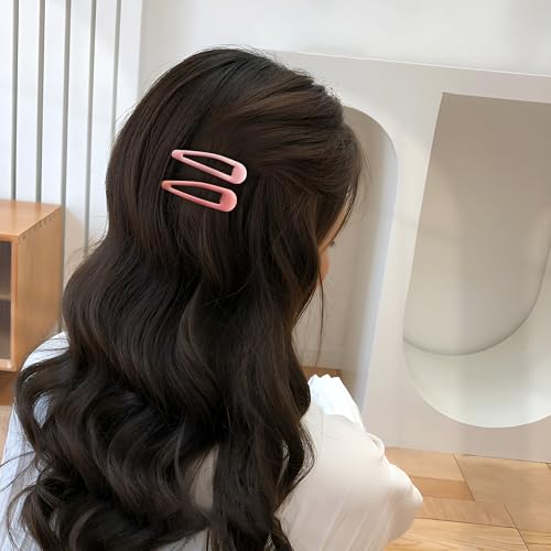 20 PCS Metal Snap Hair Clips Water Drop No Slip Barrettes for Women Bright Small Hair Clips For Thick And Thin Fine Hair,Red Pink Rose Red,1.97 x 0.5 In. - color: Red Pink Rose Red