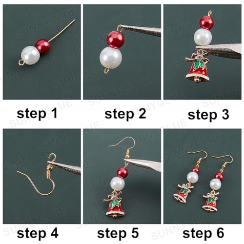 SUNNYCLUE 1 Box DIY 10 Pairs Christmas Enamel Charms Earring Making Kit Jingle Bell Pendants for Jewelry Making Rhinestone Christmas Charms Snowflake Santa Claus Bowknot Jewelry Connectors Adult Women - color: 6-diy-10 Pairs Christmas Enamel Earrings