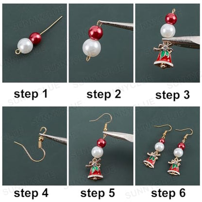 SUNNYCLUE 1 Box DIY 10 Pairs Christmas Enamel Charms Earring Making Kit Jingle Bell Pendants for Jewelry Making Rhinestone Christmas Charms Snowflake Santa Claus Bowknot Jewelry Connectors Adult Women - color: 6-diy-10 Pairs Christmas Enamel Earrings