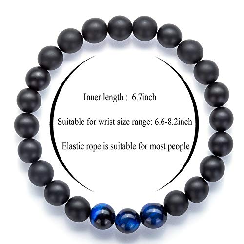 Men Women 8mm Tiger Eye Stone Beads Bracelet - color: set6